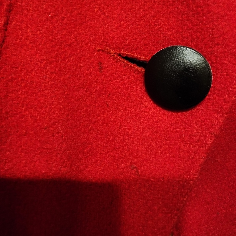 Jonathan Stevens Vintage Cropped Red Wool and  Leather Jacket, Size L - Picture 5 of 13